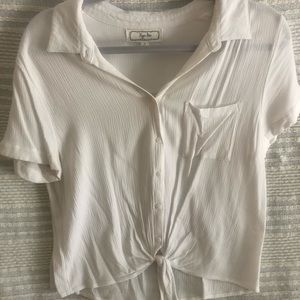 White shirt sleeve button up Hippy Rose top